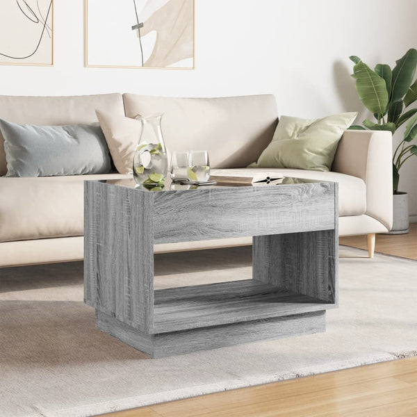 Harmaa sohvapöytä infinity led-valoilla Zanofa 70x50x50cm (sonoma)