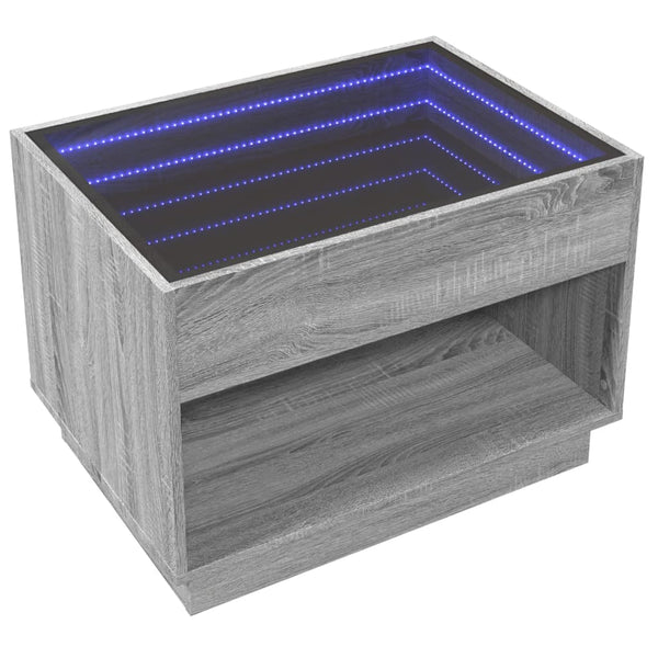 Harmaa sohvapöytä infinity led-valoilla Zanofa 70x50x50cm (sonoma)