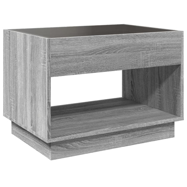 Harmaa sohvapöytä infinity led-valoilla Zanofa 70x50x50cm (sonoma)