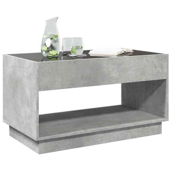 Betongrauer Couchtisch mit Infinity-LED-Leuchten Zanofa 90x50x50cm