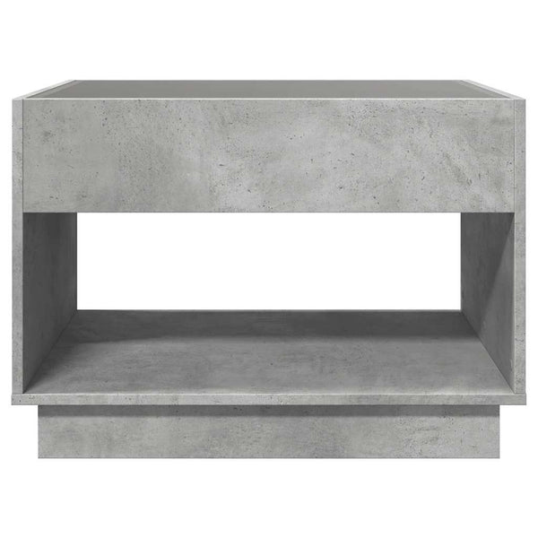 Betongrauer Couchtisch mit Infinity-LED-Leuchten Zanofa 90x50x50cm
