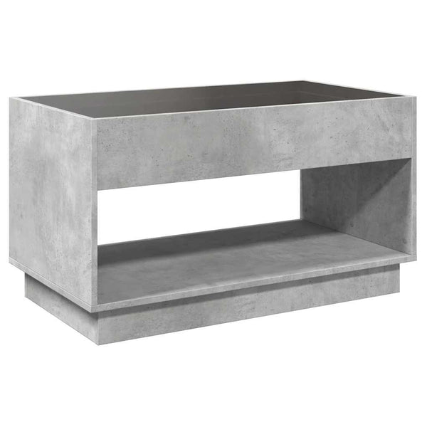 Betongrauer Couchtisch mit Infinity-LED-Leuchten Zanofa 90x50x50cm