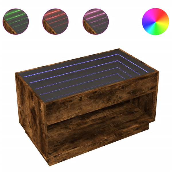 Räuchereiche Couchtisch Infinity mit LED-Beleuchtung Zanofa 90x50x50cm