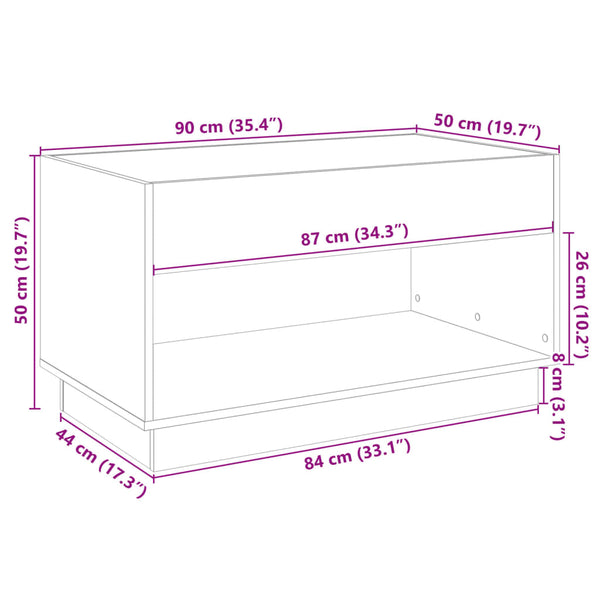 Räuchereiche Couchtisch Infinity mit LED-Beleuchtung Zanofa 90x50x50cm