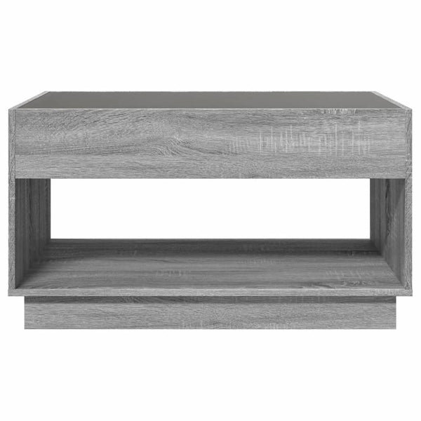 Grauer Couchtisch Zanofa 90x50x50cm mit Infinity-LED-Beleuchtung (Sonoma)
