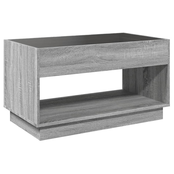 Grauer Couchtisch Zanofa 90x50x50cm mit Infinity-LED-Beleuchtung (Sonoma)