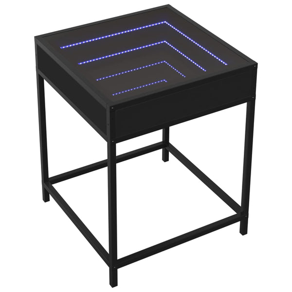 Musta sohvapöytä infinity led-valoilla Dareta 40x40x51cm