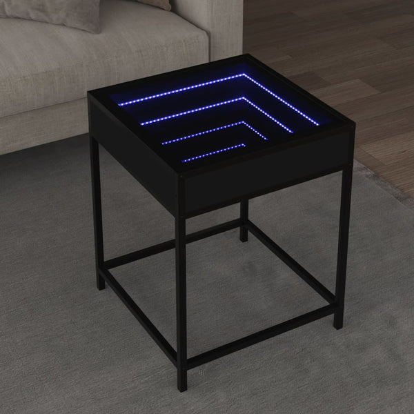 Musta sohvapöytä infinity led-valoilla Dareta 40x40x51cm
