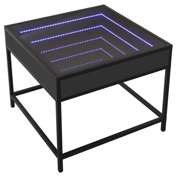 Schwarzer Couchtisch Infinity mit LED-Beleuchtung Dareta 50x50x41cm