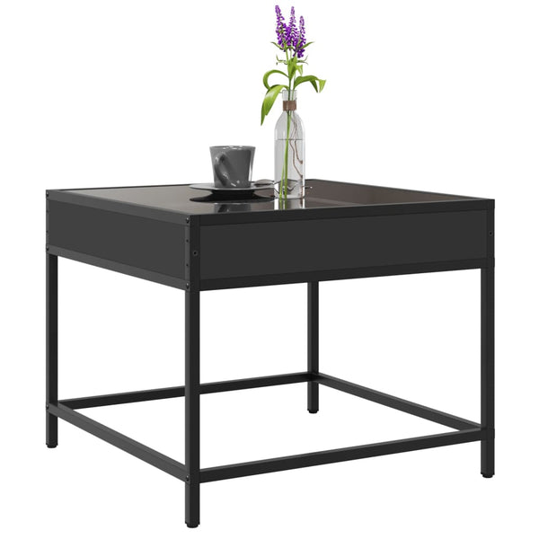 Schwarzer Couchtisch Infinity mit LED-Beleuchtung Dareta 50x50x41cm