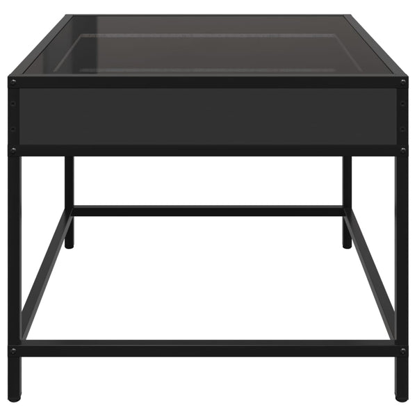 Schwarzer Couchtisch Infinity mit LED-Beleuchtung Dareta 50x50x41cm