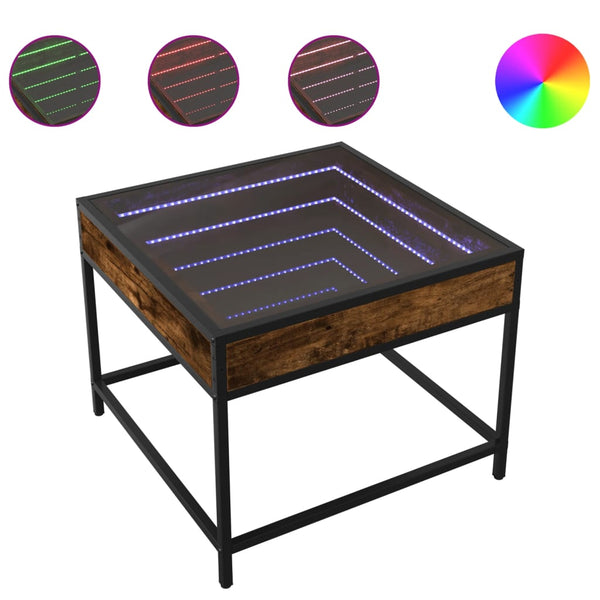 Savutammi sohvapöytä infinity led-valoilla Dareta 50x50x41cm