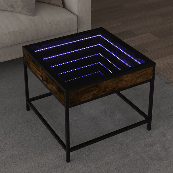 Savutammi sohvapöytä infinity led-valoilla Dareta 50x50x41cm