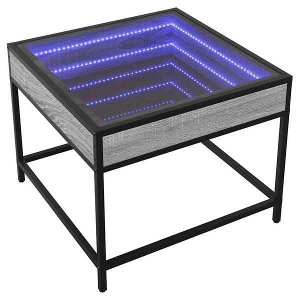 Harmaa sohvapöytä infinity led-valoilla Dareta 50x50x41cm (sonoma)