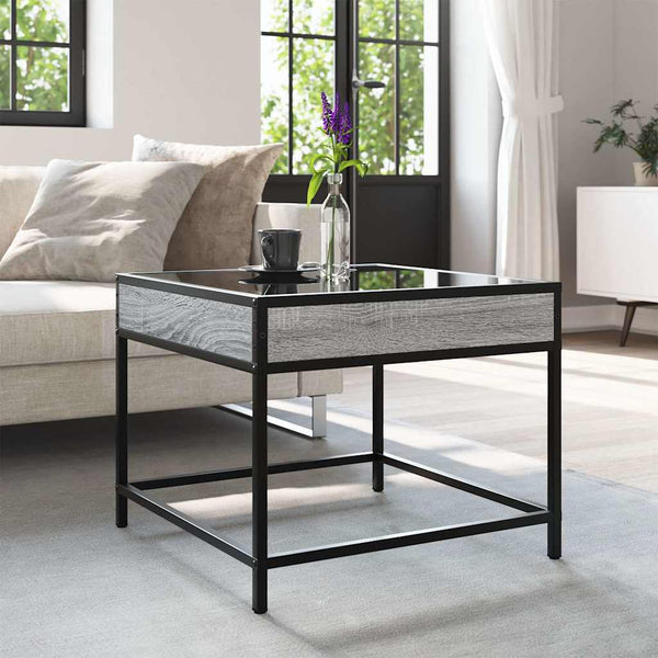Harmaa sohvapöytä infinity led-valoilla Dareta 50x50x41cm (sonoma)