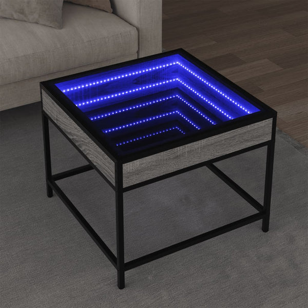 Harmaa sohvapöytä infinity led-valoilla Dareta 50x50x41cm (sonoma)
