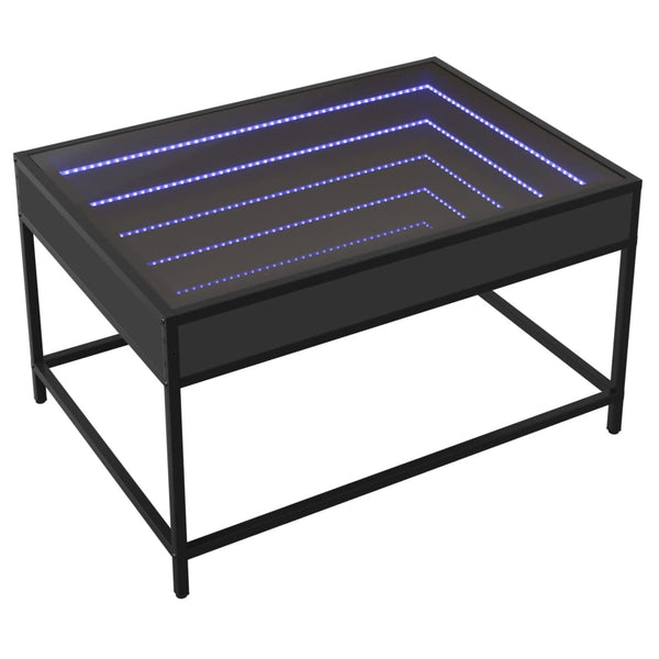 Musta sohvapöytä infinity led-valoilla Dareta 70x50x41cm