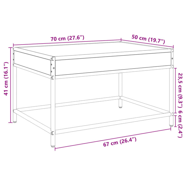Couchtisch Dareta aus Rauch-Eiche 70x50x41cm mit Infinity-LED-Leuchten