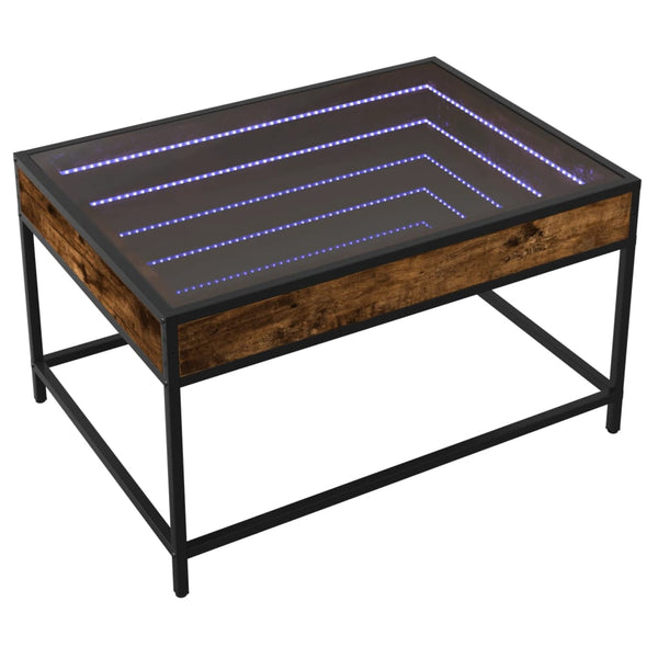 Couchtisch Dareta aus Rauch-Eiche 70x50x41cm mit Infinity-LED-Leuchten