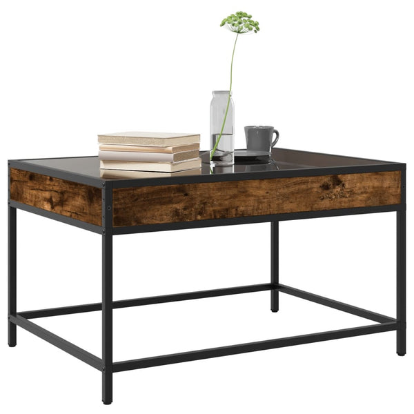 Couchtisch Dareta aus Rauch-Eiche 70x50x41cm mit Infinity-LED-Leuchten