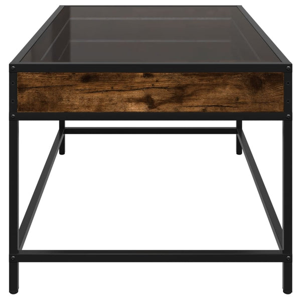 Couchtisch Dareta aus Rauch-Eiche 70x50x41cm mit Infinity-LED-Leuchten