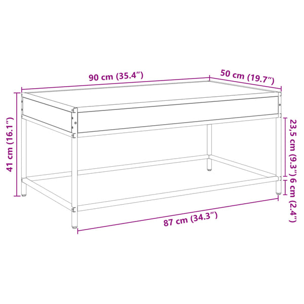 Musta sohvapöytä infinity led-valoilla Dareta 90x50x41cm