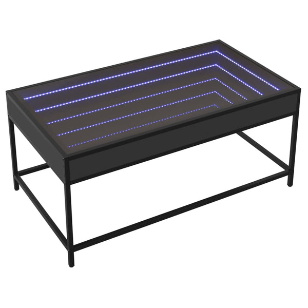 Musta sohvapöytä infinity led-valoilla Dareta 90x50x41cm