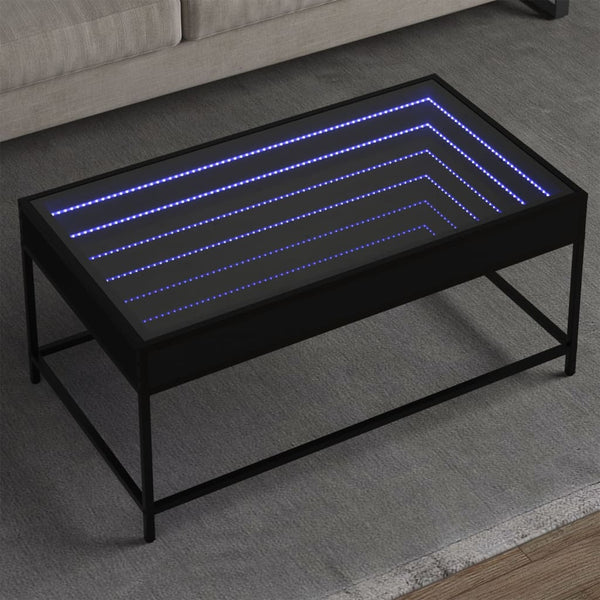 Musta sohvapöytä infinity led-valoilla Dareta 90x50x41cm