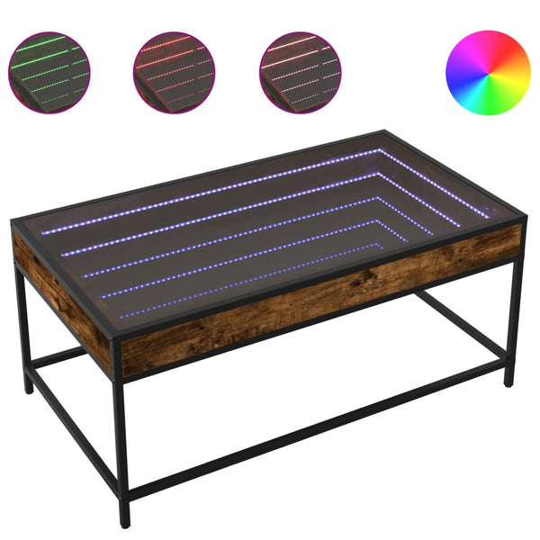 Savutammi sohvapöytä infinity led-valoilla Dareta 90x50x41cm