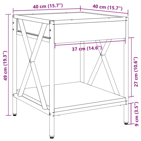 Schwarzer Couchtisch Theophanous mit Unendlichkeits-LED-Beleuchtung 40x40x49cm