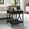 Schwarzer Couchtisch Theophanous mit Unendlichkeits-LED-Beleuchtung 40x40x49cm