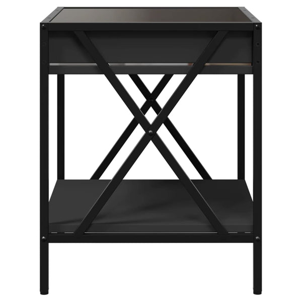 Schwarzer Couchtisch Theophanous mit Unendlichkeits-LED-Beleuchtung 40x40x49cm