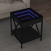 Schwarzer Couchtisch Theophanous mit Unendlichkeits-LED-Beleuchtung 40x40x49cm