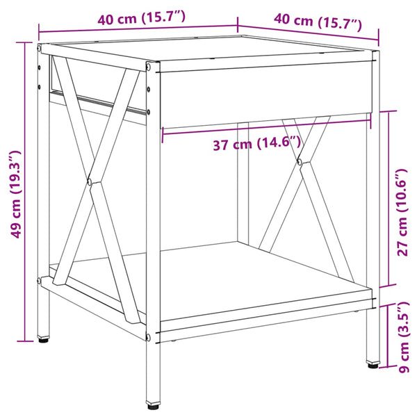 Harmaa sohvapöytä infinity led-valoilla Theophanous 40x40x49cm (sonoma)