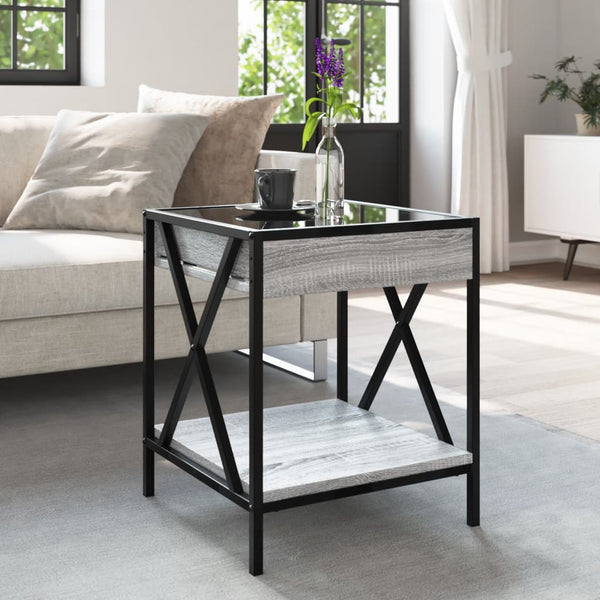Harmaa sohvapöytä infinity led-valoilla Theophanous 40x40x49cm (sonoma)