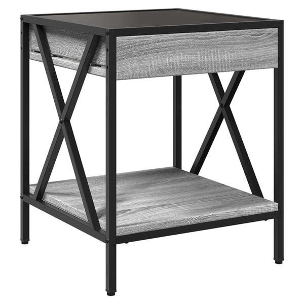 Harmaa sohvapöytä infinity led-valoilla Theophanous 40x40x49cm (sonoma)