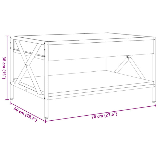 Couchtisch Räuchereiche Theophanous 70x50x38cm mit Infinity-LED-Beleuchtung