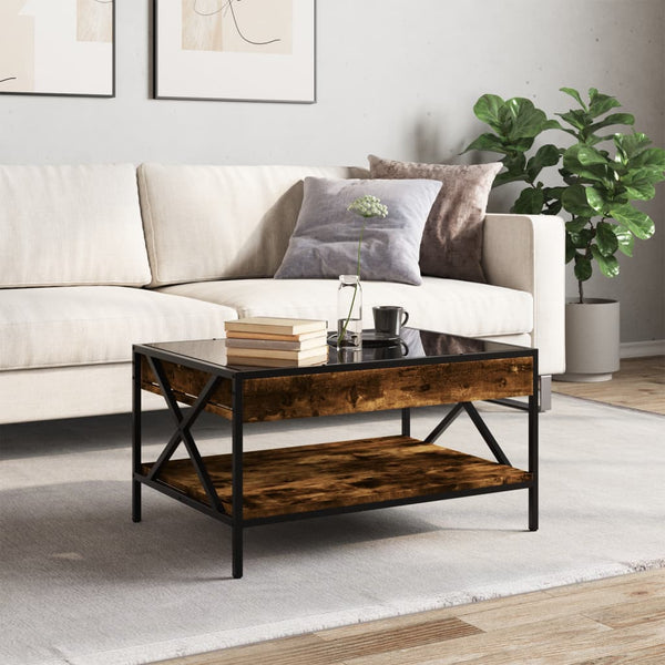 Couchtisch Räuchereiche Theophanous 70x50x38cm mit Infinity-LED-Beleuchtung