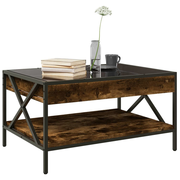Couchtisch Räuchereiche Theophanous 70x50x38cm mit Infinity-LED-Beleuchtung