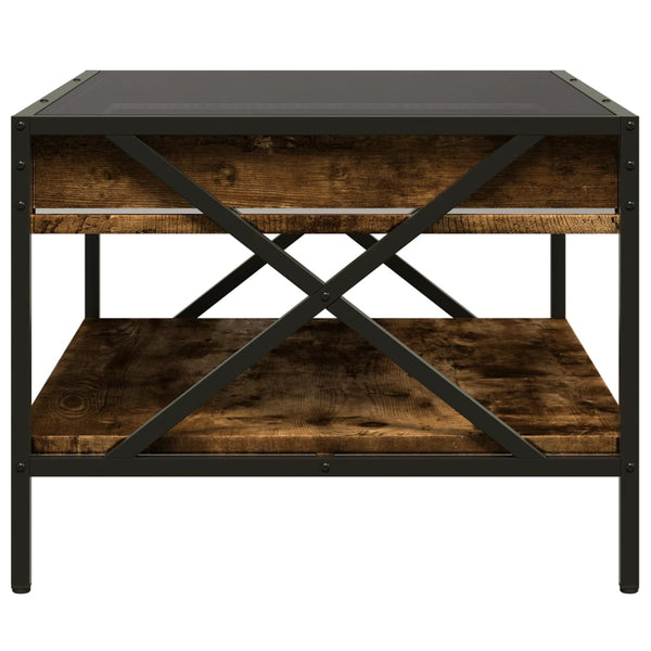 Couchtisch Räuchereiche Theophanous 70x50x38cm mit Infinity-LED-Beleuchtung
