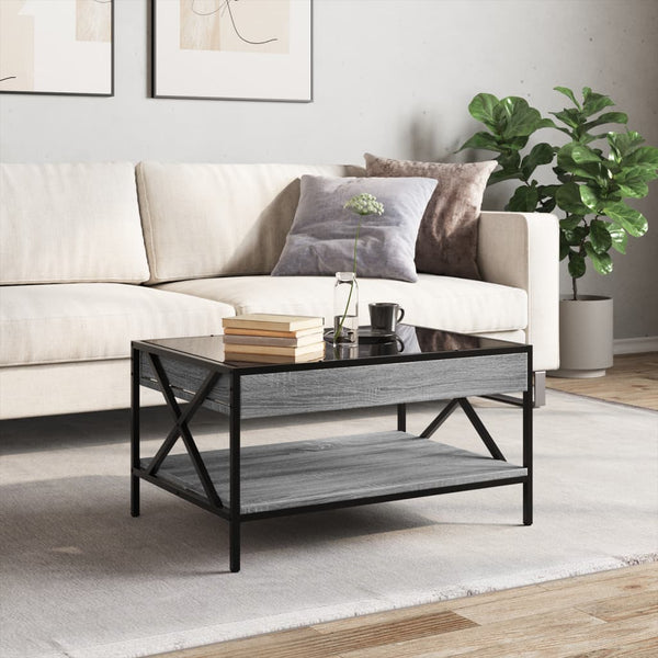 Harmaa sohvapöytä infinity led-valoilla Theophanous 70x50x38cm (sonoma)