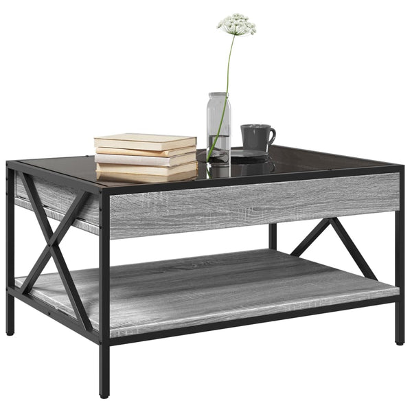 Harmaa sohvapöytä infinity led-valoilla Theophanous 70x50x38cm (sonoma)