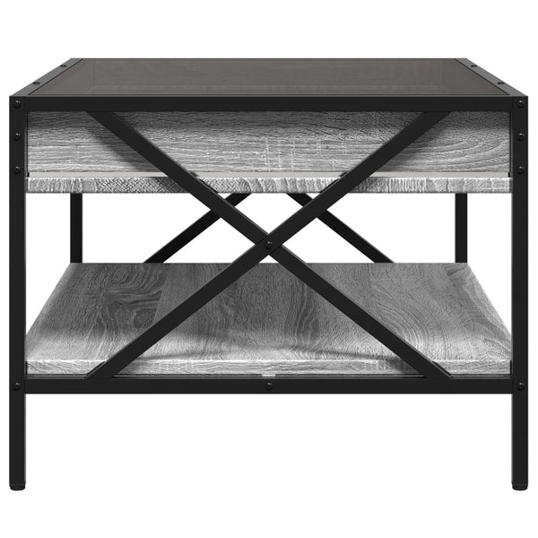 Harmaa sohvapöytä infinity led-valoilla Theophanous 70x50x38cm (sonoma)