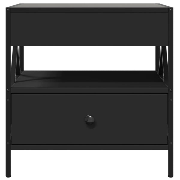 Schwarzer Couchtisch Infinity LED-Beleuchtung Clonda 50x50x51cm
