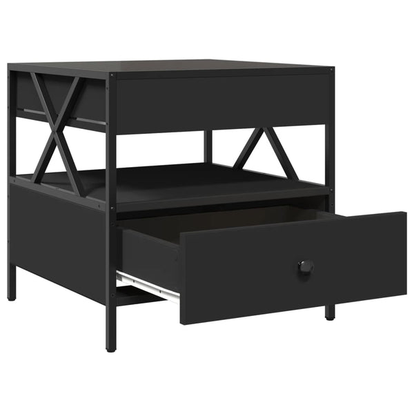 Schwarzer Couchtisch Infinity LED-Beleuchtung Clonda 50x50x51cm