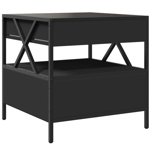 Schwarzer Couchtisch Infinity LED-Beleuchtung Clonda 50x50x51cm