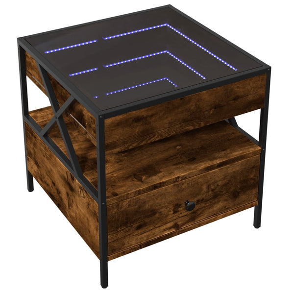 Couchtisch aus Rauch-Eiche Infinity mit LED-Beleuchtung Clonda 50x50x51cm