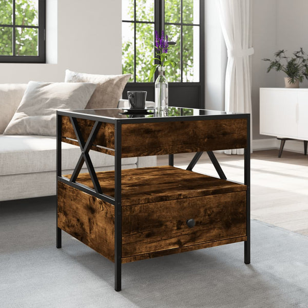 Couchtisch aus Rauch-Eiche Infinity mit LED-Beleuchtung Clonda 50x50x51cm