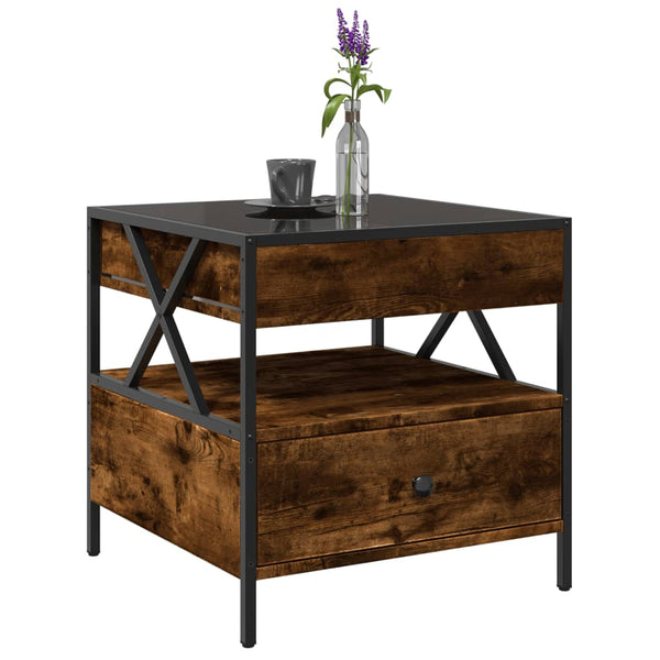 Couchtisch aus Rauch-Eiche Infinity mit LED-Beleuchtung Clonda 50x50x51cm