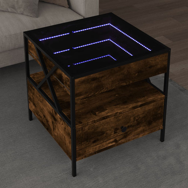 Couchtisch aus Rauch-Eiche Infinity mit LED-Beleuchtung Clonda 50x50x51cm